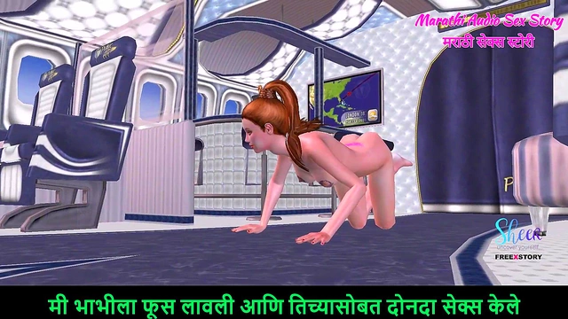 Teen Beauty Poses Seductively and Fingers Pussy on Flight in 3D Hentai Anime