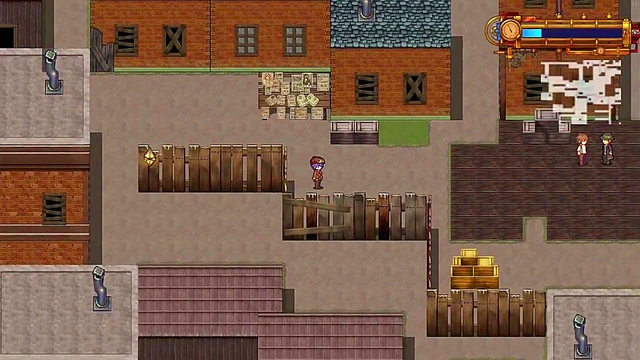 Cute Small-Titted Detective Girl Goes Topless for Steam City Men's Pleasure