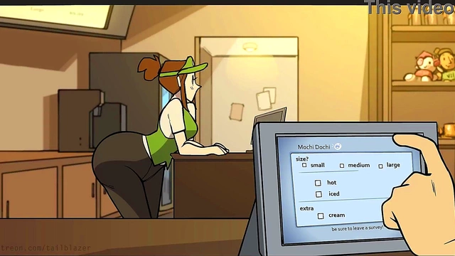 Horny Bombshell Baristas With Big Asses & Tits Seduce Gamer Customers