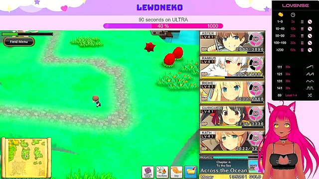 Busty VTuber LewdNeko Moans Through Multiple Orgasms In Anime Game Playthrough