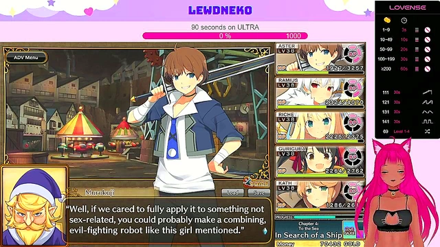 Busty VTuber LewdNeko Moans Through Multiple Orgasms In Anime Game Playthrough