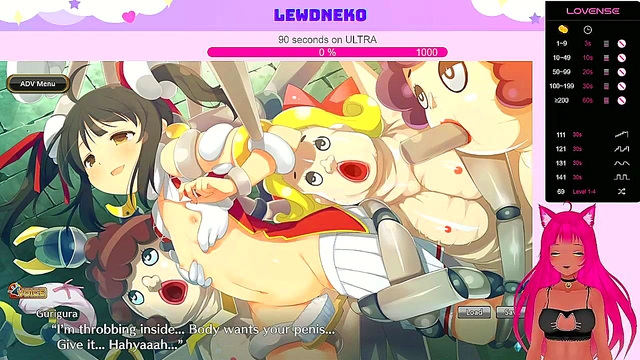 Busty VTuber LewdNeko Moans Through Multiple Orgasms In Anime Game Playthrough