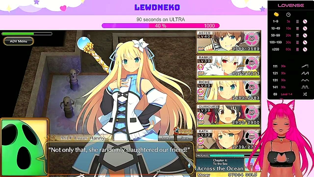 Busty VTuber LewdNeko Moans Through Multiple Orgasms In Anime Game Playthrough