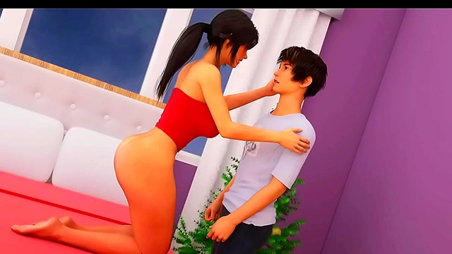 Sexy Stepsister Gives Merry Christmas Cock Suck In Milf City Anime Game