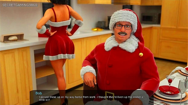 Sexy Stepsister Gives Merry Christmas Cock Suck In Milf City Anime Game