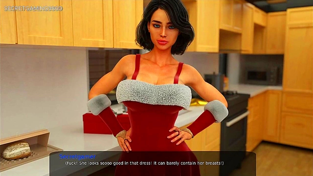 Sexy Stepsister Gives Merry Christmas Cock Suck In Milf City Anime Game