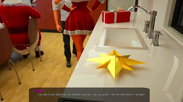 Sexy Stepsister Gives Merry Christmas Cock Suck In Milf City Anime Game