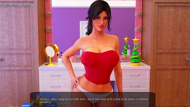 Sexy Stepsister Gives Merry Christmas Cock Suck In Milf City Anime Game