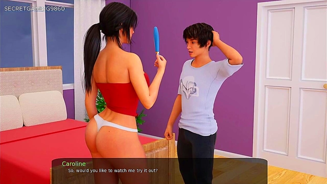 Sexy Stepsister Gives Merry Christmas Cock Suck In Milf City Anime Game