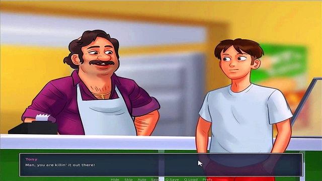 Busty Anime Babe Seduces in Summer Time Saga Uncensored Game Play