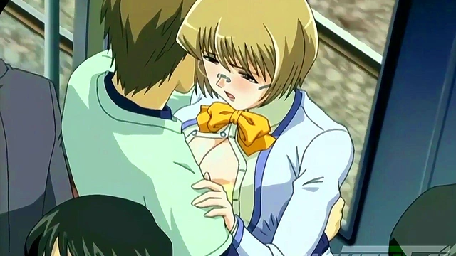 StepBrother Touches Stepsister's Wet Panties for Public Orgasm on Train