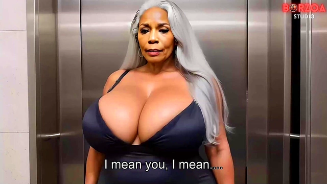 Mature Grandma Sucks Young Boy's Big Dick in Elevator for Massive AI Hentai Creampie