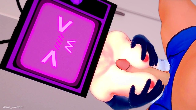 TV Woman Wears Apron for Hot 3D Blowjob & Fucking Session on Bed