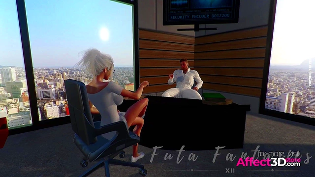 Blonde Futa Fantasizes Hardcore Office Sex With Big Tits & Futanari Action