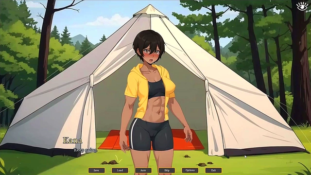 Cute Tomboy Gives Outdoor Blowjob While Hiking With GF In Hentai Game