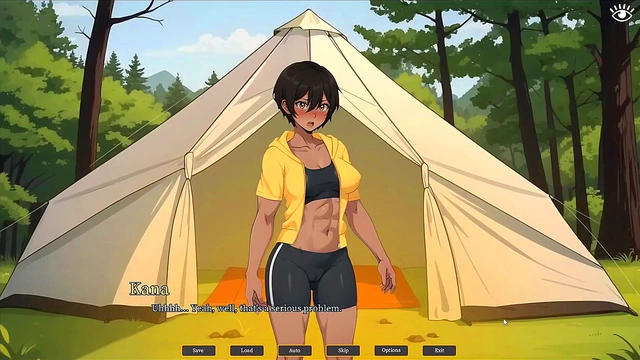 Cute Tomboy Gives Outdoor Blowjob While Hiking With GF In Hentai Game