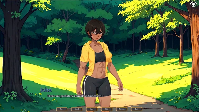 Cute Tomboy Gives Outdoor Blowjob While Hiking With GF In Hentai Game