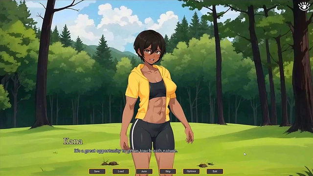 Cute Tomboy Gives Outdoor Blowjob While Hiking With GF In Hentai Game