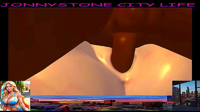 Blonde Anime Chick Fucks BBC in 3D City Life Adventure