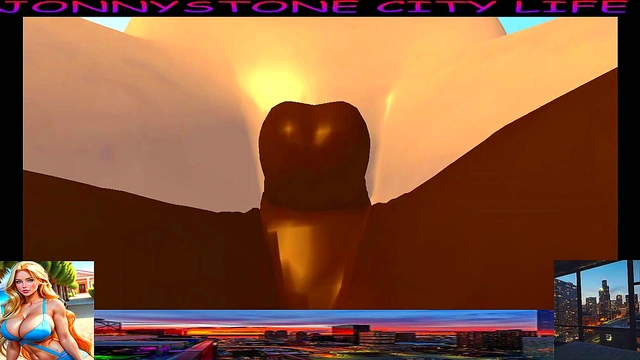 Blonde Anime Chick Fucks BBC in 3D City Life Adventure