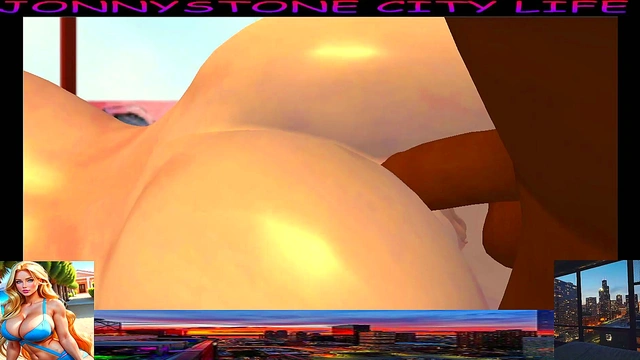 Blonde Anime Chick Fucks BBC in 3D City Life Adventure