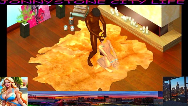 Blonde Anime Chick Fucks BBC in 3D City Life Adventure