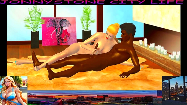 Blonde Anime Chick Fucks BBC in 3D City Life Adventure