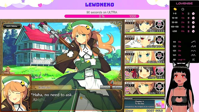 Cute VTuber LewdNeko Moans Through Hentai Game Play for Creampie Finish