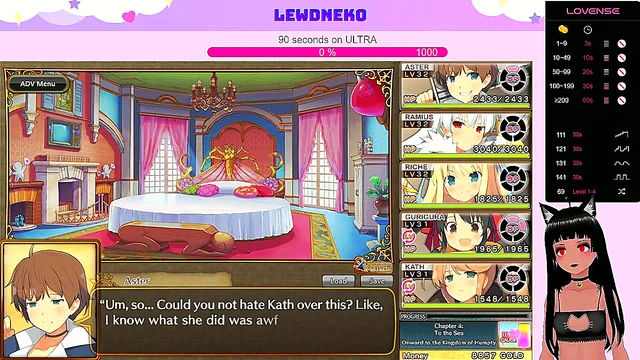 Cute VTuber LewdNeko Moans Through Hentai Game Play for Creampie Finish