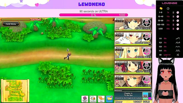 Cute VTuber LewdNeko Moans Through Hentai Game Play for Creampie Finish