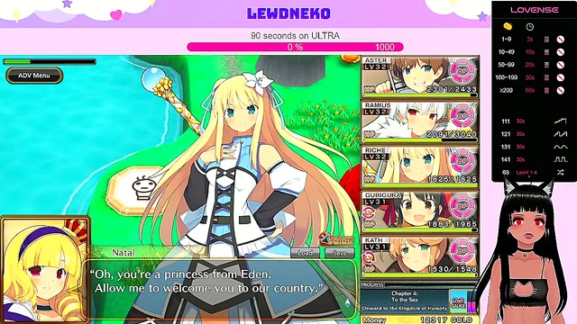 Cute VTuber LewdNeko Moans Through Hentai Game Play for Creampie Finish