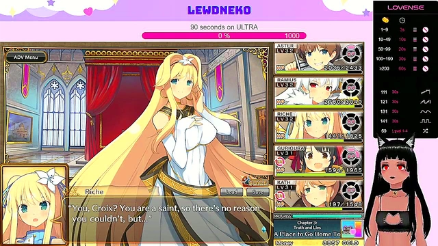 Cute VTuber LewdNeko Moans Through Hentai Game Play for Creampie Finish