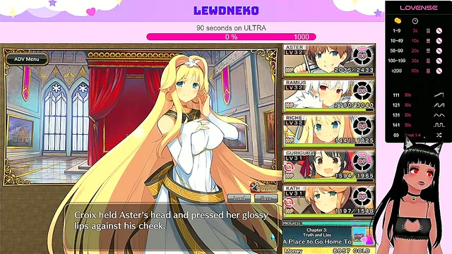 Cute VTuber LewdNeko Moans Through Hentai Game Play for Creampie Finish