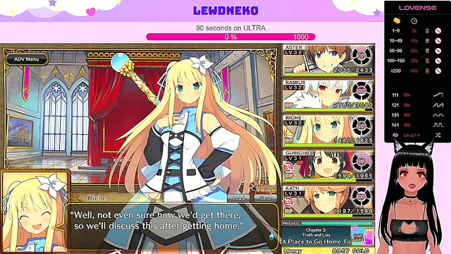 Cute VTuber LewdNeko Moans Through Hentai Game Play for Creampie Finish