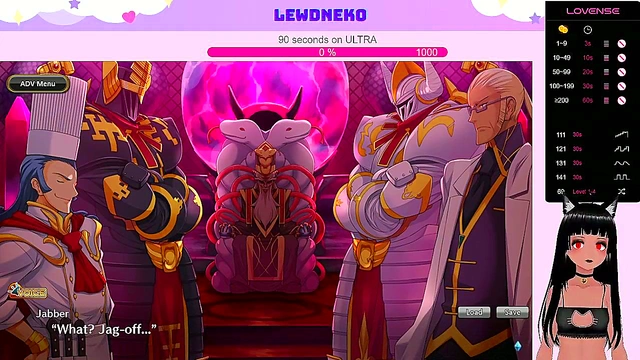 Cute VTuber LewdNeko Moans Through Hentai Game Play for Creampie Finish