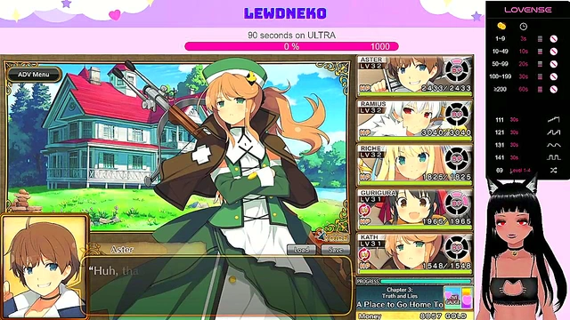 Cute VTuber LewdNeko Moans Through Hentai Game Play for Creampie Finish