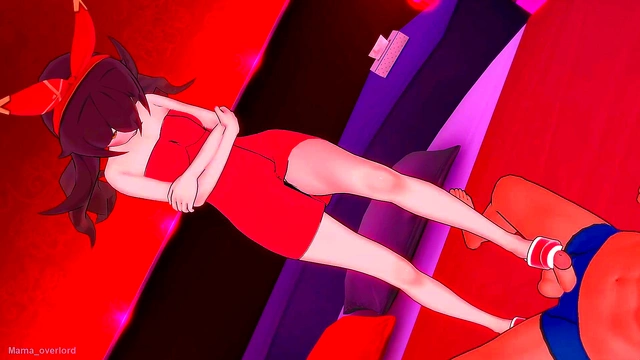 Hentai Amber Uses Towel for Sensual Footjob Fantasy