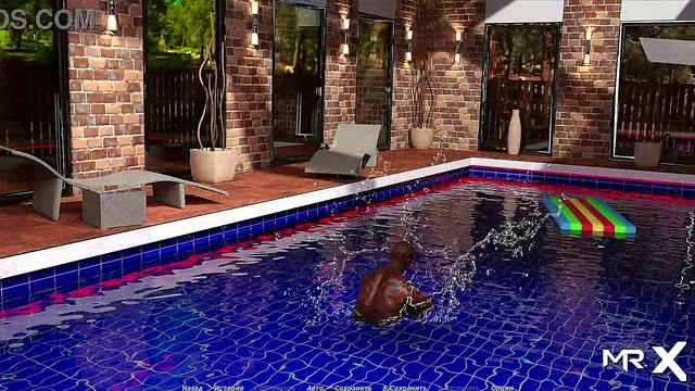 Beautiful Bikini Girls Seduce in Pool During Anime Game Session