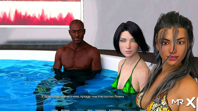 Beautiful Bikini Girls Seduce in Pool During Anime Game Session