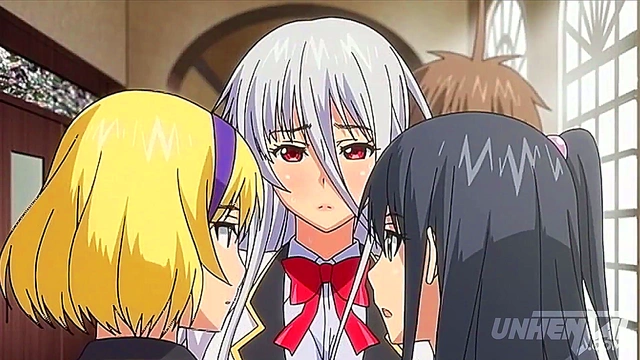 Horny Anime Schoolgirl in Stockings Gets Double Orgasm & Anal Creampie