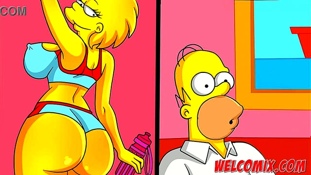 Hot MILF With Big Ass Gym Action in Anime Simpsons Style