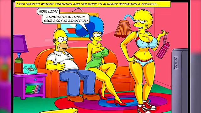 Hot MILF With Big Ass Gym Action in Anime Simpsons Style
