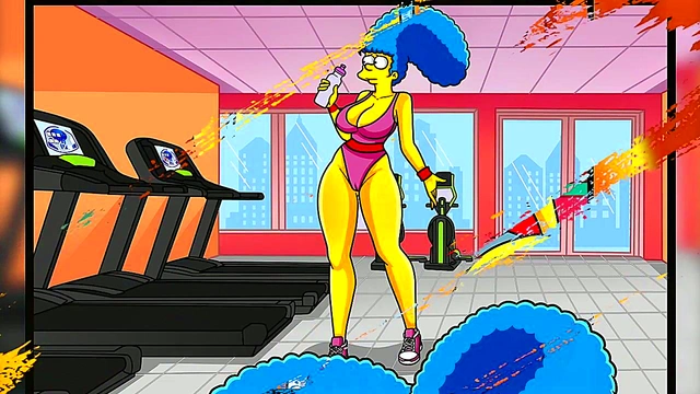 Hot MILF With Big Ass Gym Action in Anime Simpsons Style
