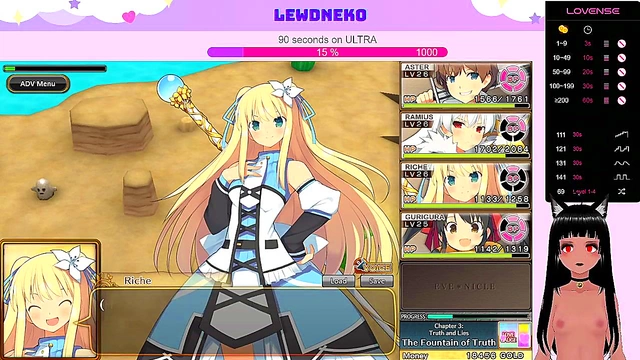 Cute VTuber Elf Moans Loudly While Playing EroGame with Dildo Fun