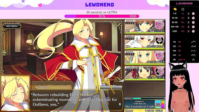 Cute VTuber Elf Moans Loudly While Playing EroGame with Dildo Fun