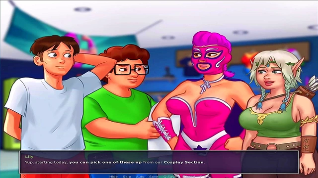 Busty Anime Chick Gets Wild in Summer Time Saga Uncensored Game Play