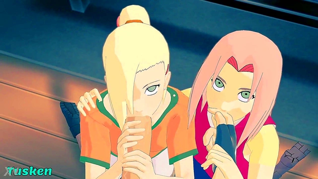 Sakura & Ino Team Up for Naruto's Big Dick Facial & Threesome Action