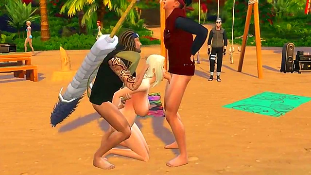 Lady Tsunade Gets Double Penetration Anal Sex On The Beach By Enemy Ninjas