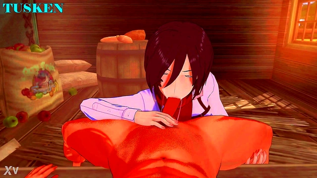 Mikasa's AOT Hentai Anime Adventure – Big TitsCowgirl Blowjob Creampie Fantasy