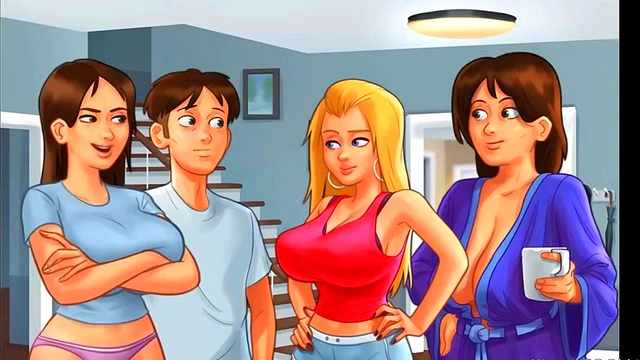 Pervert Neighbor Watches Hot Cheerleaders Show Off Big Perky Tits & Play Sexy Games